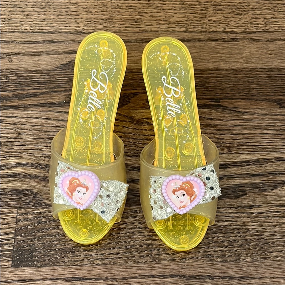 Disney Belle Yellow Sandals with Transparent Strap and Flat Sole